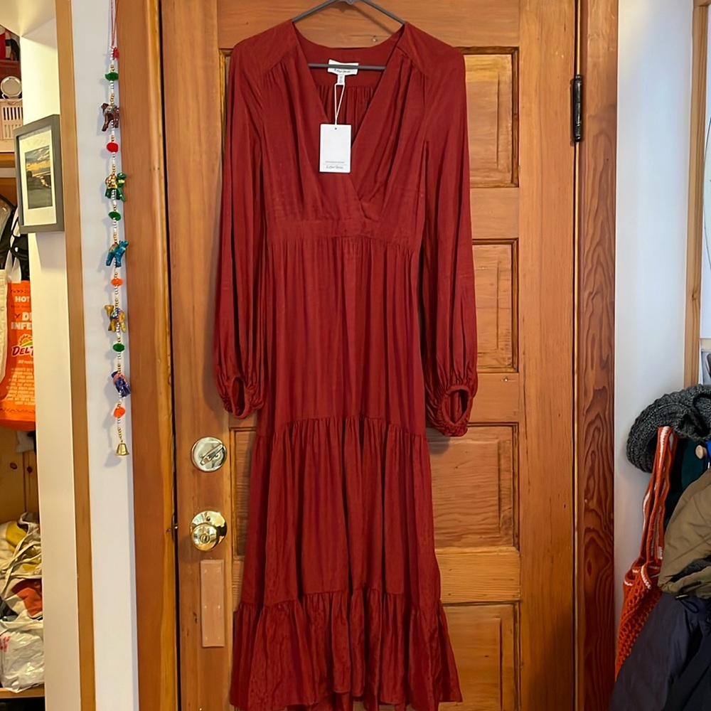 NWT & Other Stories Terracotta Ruffle Tiered Midi Dress